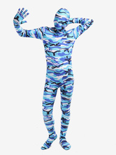 Blue Camouflage Lycra Spandex completo corpo Zentai terno Halloween