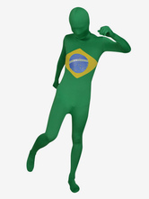 Carnevale Bandiera del Brasile Lycra Body Suit Zentai Costume Halloween
