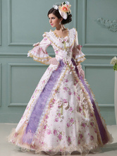 Robes de boule Rococo de la princesse Costume rétro robe rose Floral Maxi Vintage Costume féminin Halloween