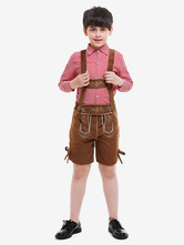 Disfraz de niños Carnaval Disfraces de para Oktoberfest Niños Café Conjunto marrón Pantalones de gamuza para niños Top Disfraz Carnaval 