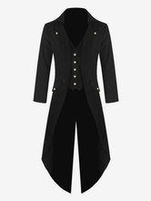 Black Vintage Coat Aristocrat Button Decor Tuxedo Retro Costumes For Man Halloween