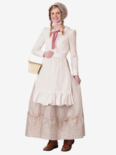 Petites femmes Costumes Style pastoral imprimé floral noeuds volants Vintage Farm Déguisements Halloween Costume