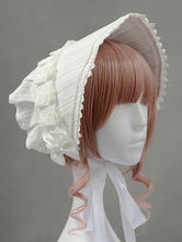 Chapéu de Lolita de algodão branco Vinatge arcos