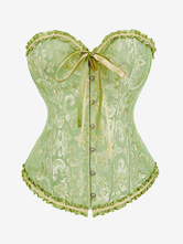 Women Over Bust Corsets 2024 Green Lace Up Waist Trainer