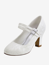 Ivory Wedding Shoes 2024 Women Round Toe Mary Jane Bridal Shoes