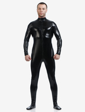 Faschingskostüm glänzend metallisch Cosplay Zentai-Anzug für Männer in Schwarz 