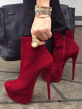 Stivaletti con tacco alto Stivaletti con zip e plateau rossi per donna