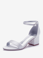 Sandales feme chaussures de mariée blanche talon épais
