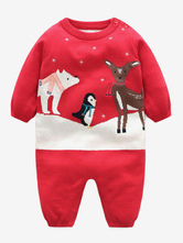 Faschingskostüm Kigurumi Pyjamas Onesie Red Knit Padded Kleinkind Weihnachtsoverall Karneval Kostüm