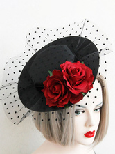 Gothic Lolita Headdress Flower Corduroy Black Lolita Veil