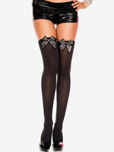 Knee High Socks Saloon Girl Stockings Bows Black Women Halloween Costume Accessories