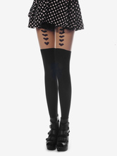 Coeurs noir gothique modèle Nylon Lolita chaussettes Déguisements Halloween