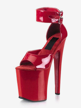 Sapatos 2024 Sexy Vermelho Aberto Toe Salto Plataforma Sandália de Salto Alto Sandálias com tira no tornozelo Sapatos femininos