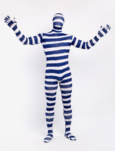 Morph Suit Blue Stripes Zentai Suit Full Body Lycra Spandex Bodysuit