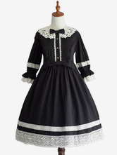 Süßes Lolita OP-Kleid Schwarze Rüschen Lolita Einteilige Kleider