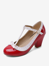 Sweet Lolita Shoes Bow T Strap PU Leather Puppy Heel Lolita Pumps