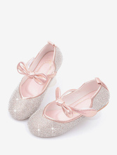 Sapatos de menina de flor rosa PU couro arcos partido sapatos para crianças