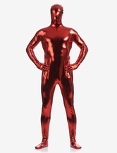 Toussaint Cosplay Costume Zentaï métallique brillant rouge foncé Déguisements Halloween
