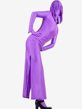 Vêtement de zentai beau combinaison enveloppé pour femme en lycra spandex violet Déguisements Halloween