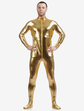 Golden Adults Bodysuit Cosplay Jumpsuit Shiny Metallic Catsuit for Men