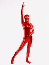 Halloween Red Shiny Metallic Catsuit with Mouth and Eyes Opened