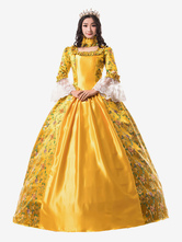 Faschingskostüm Karneval Kostüm Mittelalter Kleidung Lange Ärmel Gold Barock Kostüm Rokoko Kleid Renaissance Kleidung Viktorianische Königin Kostüm Vintage Kostüm Karneval Kostüm