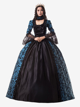 中世 ドレス 女性用 プリンセス 貴族ドレス ブルー 長袖 ヴィクトリア風 ページェント レトロ ヨーロッパ 宮廷風 中世 ドレス・貴族ドレス