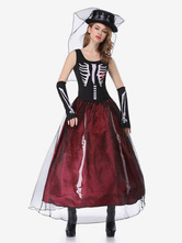 Carnevale Prodotto di festa carnevale 2024 Vestito nero da copricapo di costumi di Halloween per donne in cadavere in poliestere Halloween
