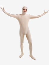 Ecru White Open Face Zentai Bodysuit Lycra Spandex Unisex Unicolor Costume Morphsuits Halloween