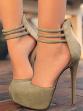 Tacco alto in pelle scamosciata piattaforma punta tacco tacco a spillo cinturino alla caviglia pompe sexy scarpe da donna