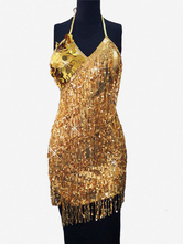 Faschingskostüm Latin Dance Kleider 2024 Goldene Frauen Fransen Pailletten Tanzen Kostüm Karneval Kostüm Karneval Kostüm