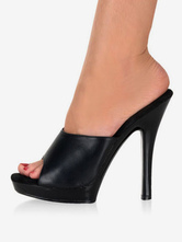 Zapatillas Peep Toe de color negro de tacón alto de estilo sexy 
