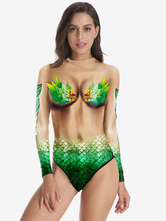Grüner Badeanzug des Karneval Kostüm-Kostüms der Frauen