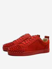 Mens Red Suede Skate Schuhe Low Top Sneakers mit Spikes