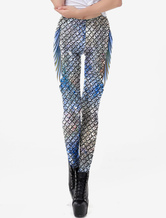 Carnevale Leggings a forma di sirena in scala 3D Stampato da donna lungo pantaloni Yoga Costume Halloween