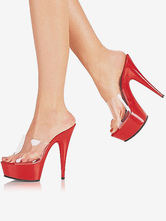 Mulheres sandálias claras plataforma aberta do dedo do pé de salto alto sandálias vermelhas sapatos sexy