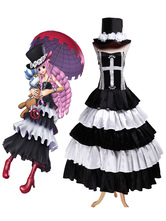 Costume Carnevale Bianco nero a strati Perona One Piece Costume Cosplay
