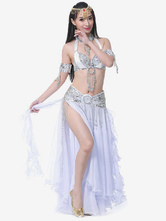 Carnevale Costumi di danza del ventre Costume da donna in chiffon con strass increspato Costume Halloween