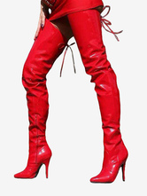 Sexy Plateau-Stiefel mit Reißverschluss und Stilettos in Rot