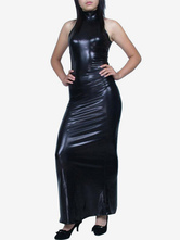 Black Sleeveless Shiny Metallic Fabric Bodycon Dress