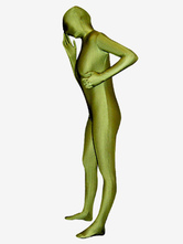 Carnevale Zentai collant per adulti completo lycra spandex verde tinta unito per donne Halloween