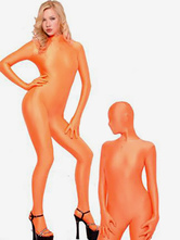 Carnevale Zentai collant per adulti completo lycra spandex arancione tinta unito per donne tuta Halloween