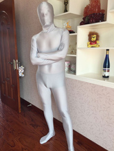 Disfraz Carnaval Plateado Spandex Zentai Entero Body Suits para Halloween