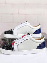 Mens Ivory Low Top Prom Party Sneakers Shoes Skateboard Shoes with Spikes