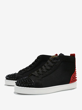 Men's Black Round Toe Lace Up High Top Prom Party Sneakers Shoes With Rivets