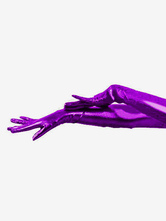 Halloween Shiny Metallic Purple Shoulder Length Gloves Halloween