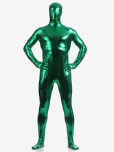 Escuro verde brilhante metálico Zentai ternos para homens Halloween