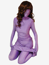 Vêtement de zentai beau enveloppé pour femme en lycra spandex violet style Déguisements Halloween Déguisements Halloween