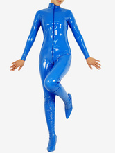 Deep Blue PVC Catsuit Front Open Full Bodysuit