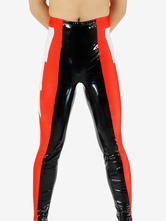 全身タイツ　PVC　ズボン　ブラック＆レッド　ユニセックス　大人用　カラーブロック　レスリング ハロウィン